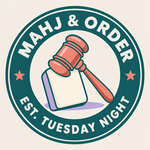 Mahj & Order logo: a courtroom seal with a gavel and a mahjong tile